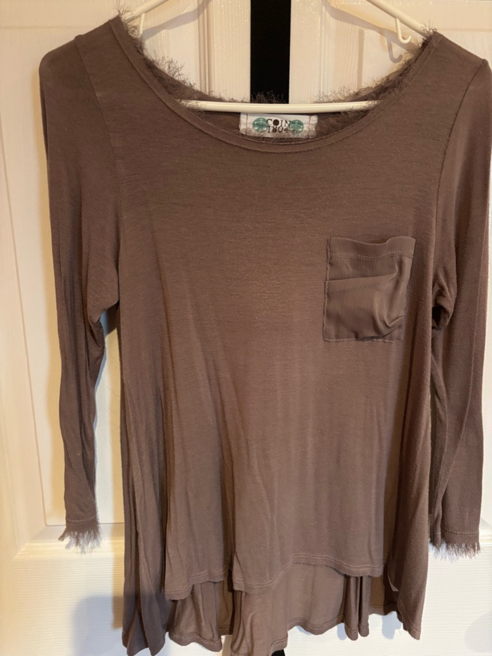 Women’s Taupe Long-Sleeve Pocket Blouse by Scorp